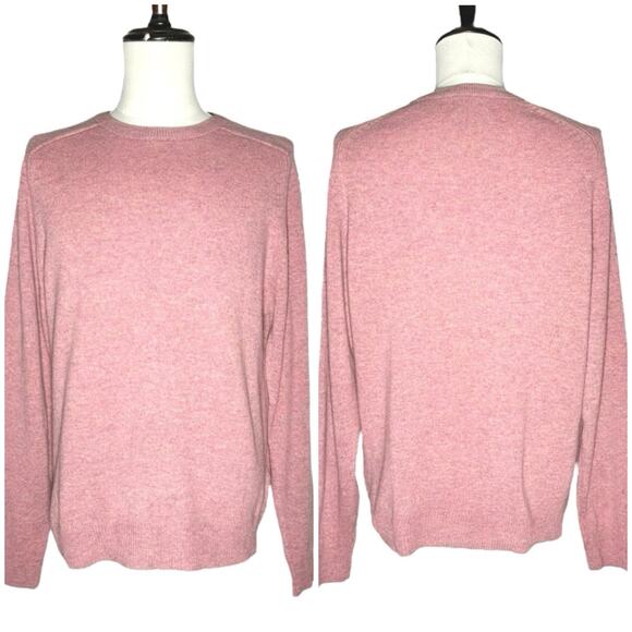 M&S Collection | Men | 100% Fine Lambs Wool Marled Pink Crew Sweater | Large - Picture 1 of 12
